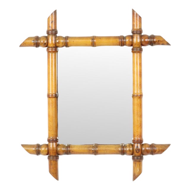 Antique French Faux Bamboo Mirror, 1890s For Sale