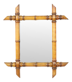 Antique French Faux Bamboo Mirror, 1890s