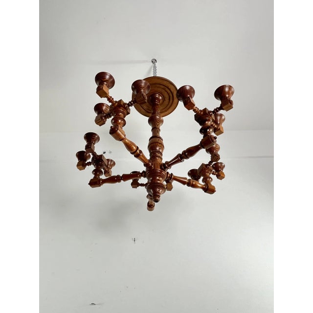 Wood Mid-Century Swedish 15-Light Chandelier, 1960s For Sale - Image 7 of 9