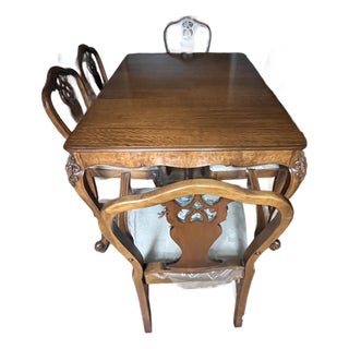 Mid 20th Century Beautiful French Provincial Dining Room Table With 6 Needlepoint Covered Chairs For Sale