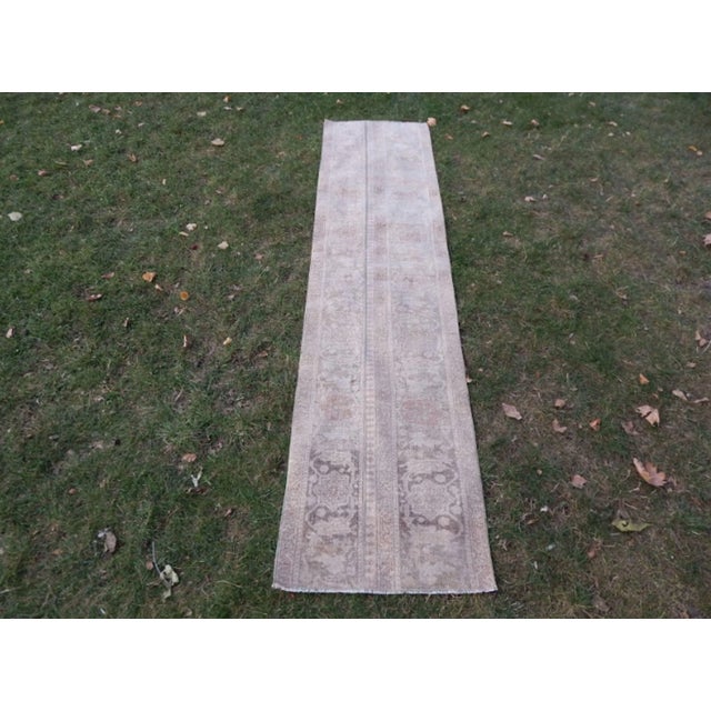 Vintage Distressed Oushak Runner 2′ × 8′4″ For Sale - Image 13 of 13