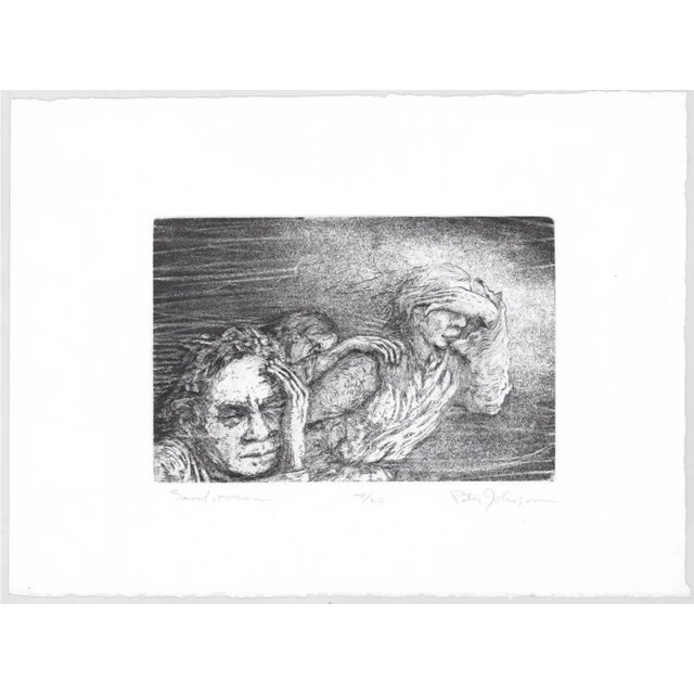 Etching by Paty Johnson, "Sandstorm" pencil signed and numbered 7 of 20. Combined shipping available, please inquire.