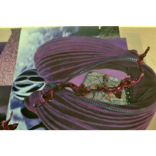 Abstract Collage Art in Tones of Purple by Bill Allan, 1990s For Sale - Image 4 of 6