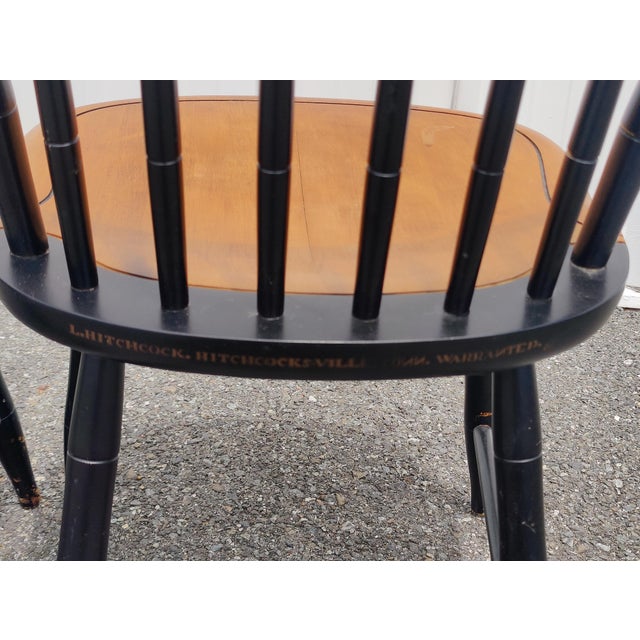 Pair of Hitchcock Stencil Side Chairs. made from Solid maple wood, and painted black with beautiful stenciling , signed...