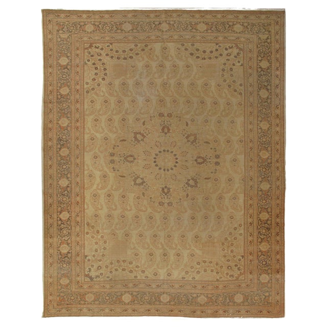 Antique Tabriz Carpet, Hadji Jalili Persian Rug, Earth Tones, Ivory, Terracotta For Sale - Image 18 of 18