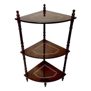 Mid-Century Traditional Georgian 3-Tier Corner Display Shelf Etagere. For Sale