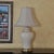 Vintage American Ivory Glazed Ceramic Table Lamp With Brass Base and Embossed Bell Shade For Sale - Image 18 of 18