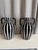 Gorgeous pair of handmade in Italy twisted handles striped black and white vases. No maker’s marks.