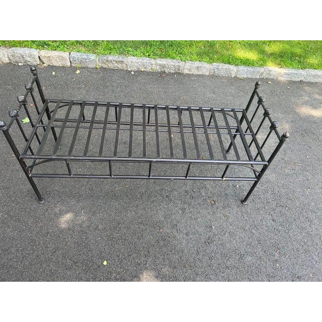 Rustic European Black Wrought Iron Bench For Sale - Image 3 of 18