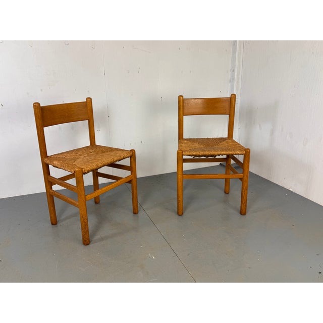 Wood Vintage Oak and Rush Chairs by J Van Heuvel for Advorm, 1950s, Set of 2 For Sale - Image 7 of 11