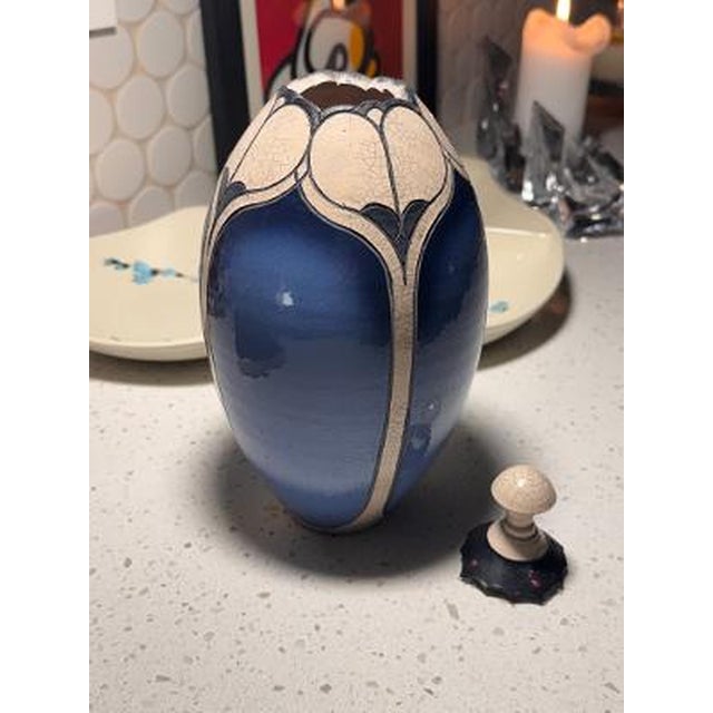 Andy Smith Lidded Raku Pottery Vessel, From the Rubin Collection, North Carolina For Sale - Image 4 of 12