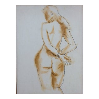1950s Standing Female Nude From Rear Drawing For Sale