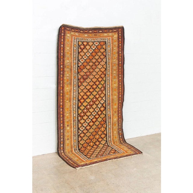 Early 20th Century Early 20th Century Vintage Persian Veramin Kilim Orange Area Rug 4'9'' X 9'8'' For Sale - Image 5 of 11