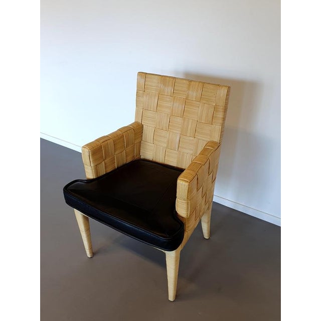 Block Island Cane Chairs with Leather Seats by John Hutton for Donghia / Set of 6 For Sale - Image 6 of 18
