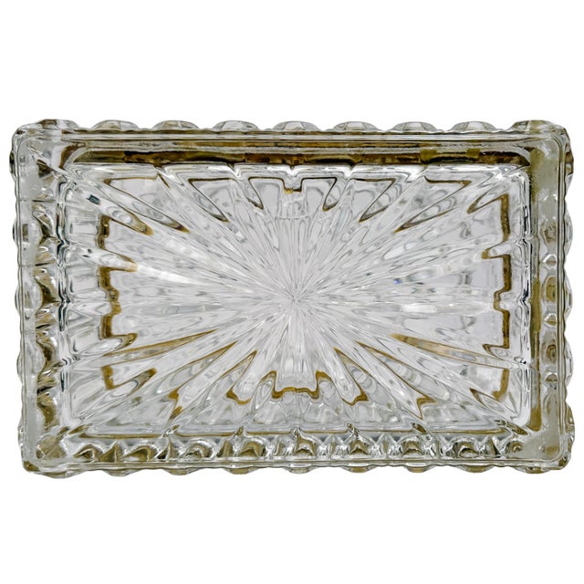 Vintage Large Domed Crystal Casket Box With Brass Frame For Sale - Image 13 of 16