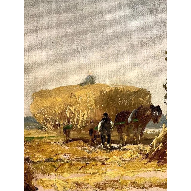 Unknown Artist, Hayfield, Oil on Canvas For Sale - Image 4 of 12