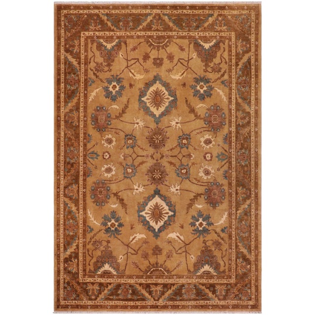1980s Boho Chic Ziegler Brass Taupe Hand-Knotted Wool Rug - 9'0'' X 11'8'' For Sale - Image 9 of 9