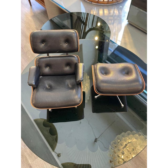 Vintage Miniature Lounge Chair and Ottoman Models by Charles and Ray Eames, 1956, Set of 2 For Sale - Image 9 of 13