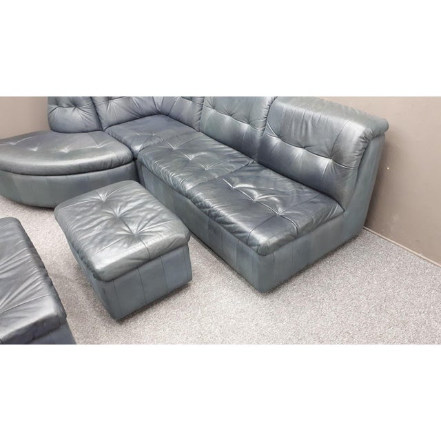 1980s Modular Buffalo Leather Seating Group attributed to Laauser, 1980s Set of 5 For Sale - Image 5 of 15