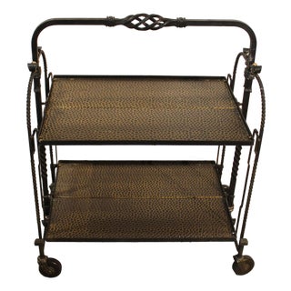 Circa 1960s French Brutalist Design Folding Bar Cart or Serving Trolley For Sale