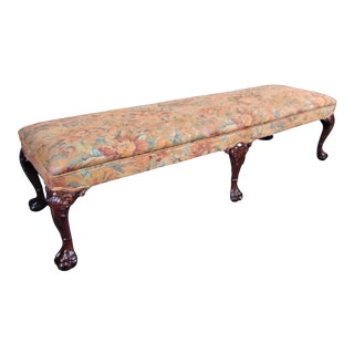 Chippendale Carved Walnut Claw & Ball Window Bench For Sale