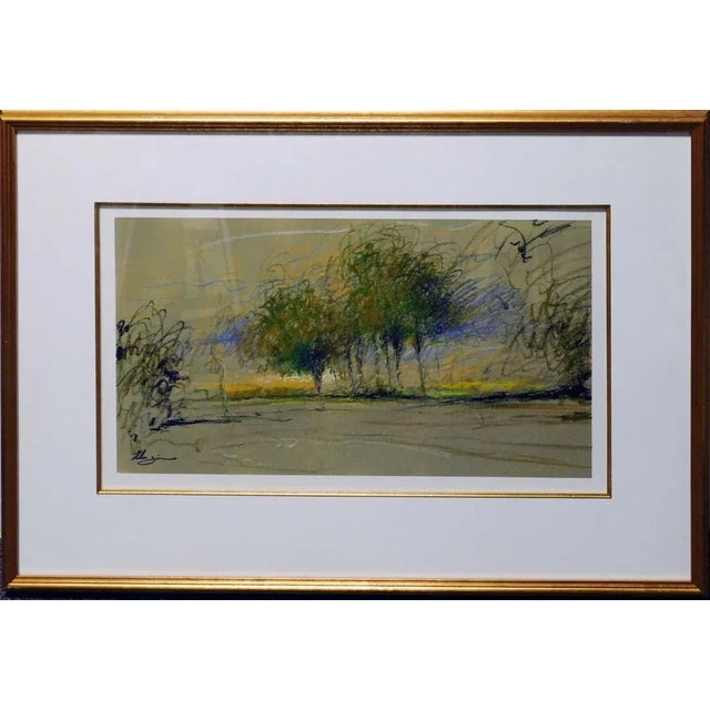 Impressionist "X-6" Helen Zarin Landscape Original Pastel Drawing, Framed For Sale - Image 3 of 5