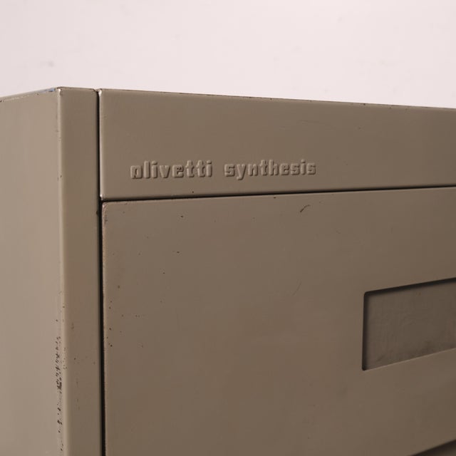 Olivetti Synthesis metal filing cabinet with four drawers, 1970s/1980s style, suspension files. Comes with 10 original...