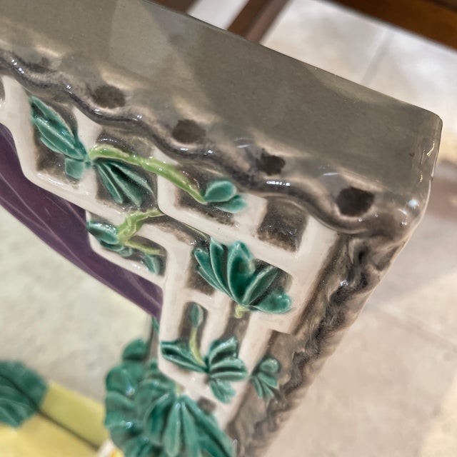 Anton Klieber Mirror Frame Im Art Deco Style With Two Female Figures and Curtain, a Lantern and Green Plants,Keramos, Vienna, 1949 For Sale - Image 9 of 12