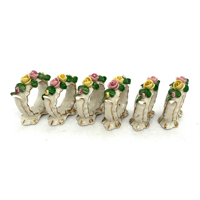Impressionist 1930s Porcelain Kaiser Floral Napkin Rings - Set of 6 For Sale - Image 3 of 7