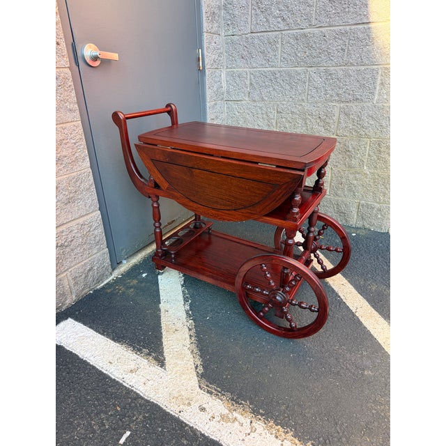 Late 20th Century Vintage Rosewood Drop Leaf Tea Bar Cart For Sale - Image 11 of 12