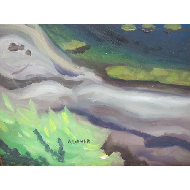 Attributed to Arthur Lismer (Canadian, 1885 - 1969), signed original oil painting on panel. River landscape in shockingly...