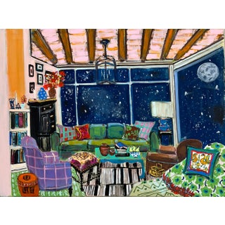 Painting of Interior Contemporary Painting "The Night, the Stars, and Home" by Shann Spishak For Sale