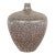 Artisan Handmade Brown Glazed Ceramic Vase with Textured Cream Stokes For Sale