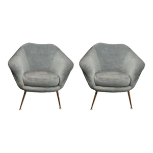 Pair of Italian Modern Lounge Chairs in the Manner of Gio Ponti, Circa 1960s
