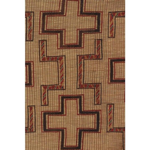 Vintage Tuareg Square Rug in Brown and Red With Geometric Patterns - Rug & Kilim For Sale In New York - Image 6 of 9
