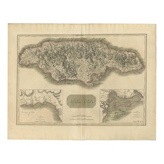 Jamaica Map by John Thomson, Kingston & Port Royal Harbors, 1817 For Sale