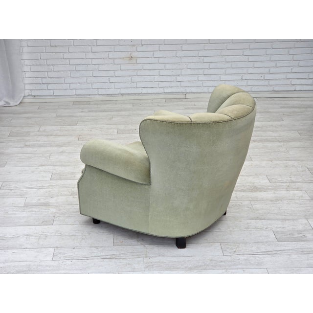 Danish Relax Armchair in Light Green Furniture Velour, 1970s For Sale - Image 13 of 18