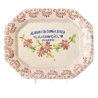 Advertising Tray in Coimbra Faience For Sale
