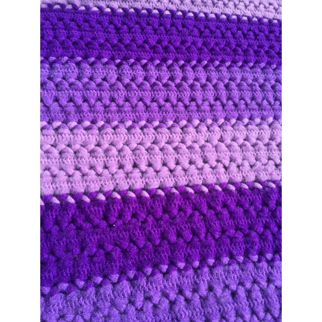 Vintage HandKnit Purple Afghan Throw Chairish