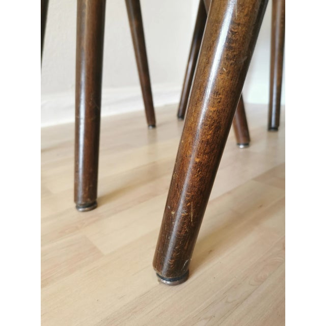 Wood Vintage Tyrolean Dining Chairs with Red Fabric Seat, 1970s, Set of 6 For Sale - Image 7 of 18