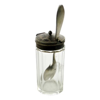 German Biedermeier Mustard Container with Spoon, 1930s, Set of 2 For Sale