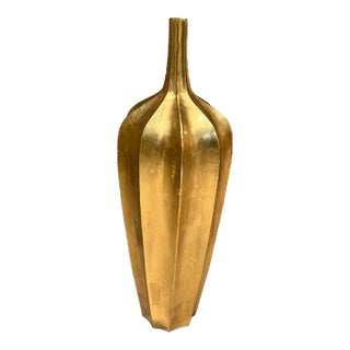 Oversize Accolade Gold Leaf Floor Vase Fiberglass Resin Modern For Sale