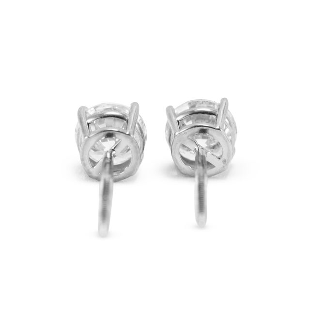 Early 21st Century Unisex 14k White Gold 1.29ctw Round Diamond Screw Back Stud Earrings, Pair For Sale - Image 5 of 8