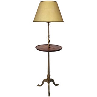 Solid Brass Three-Legged Floor Lamp Table For Sale