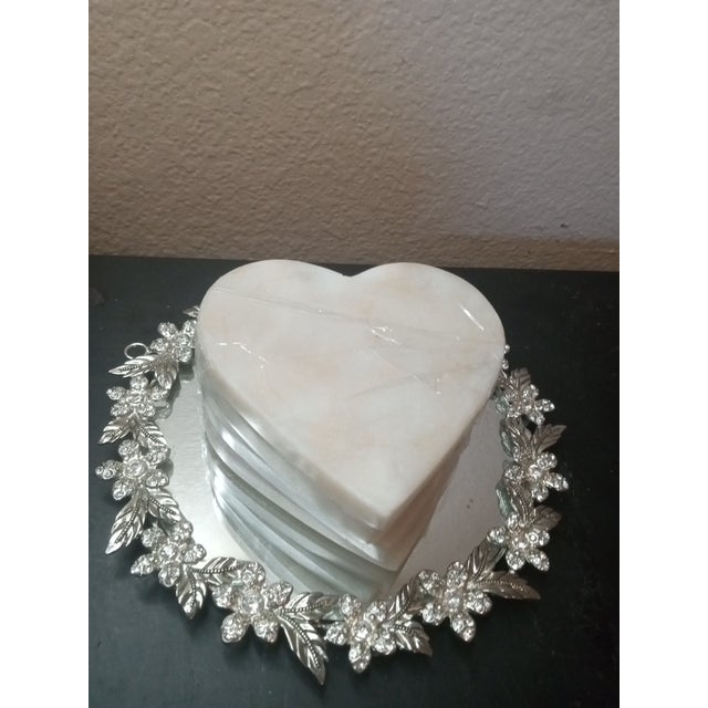 1980s 1980s Exquisite Set of 4 Alabaster Heart Shaped Coasters From Italy For Sale - Image 5 of 6