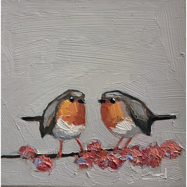 Red Robins Oil Painting by Vivek Mandalia For Sale