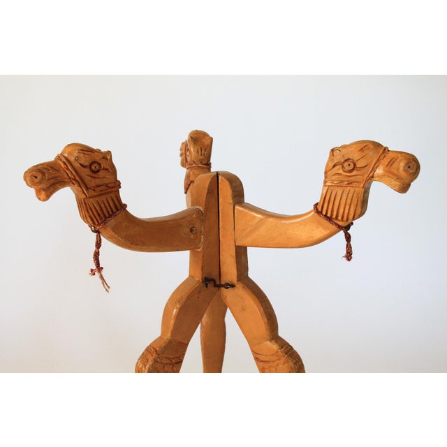 Mid-Century Modern Vintage Hand Carved Wood Camel Folding Table Base For Sale - Image 3 of 10
