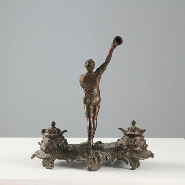 Vintage Inkwell in Bronze Metal For Sale - Image 3 of 10