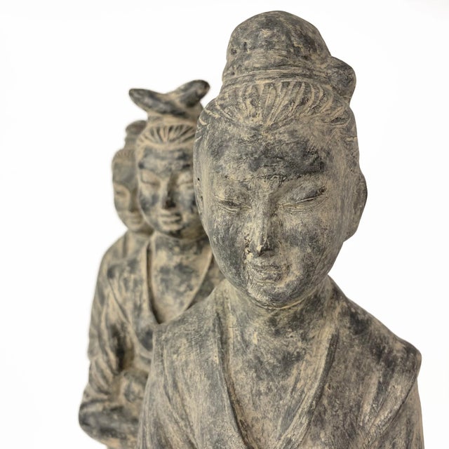 Ceramic Vintage Maitland Smith Terracotta Statues of Asian Women - Set of 3 For Sale - Image 7 of 12