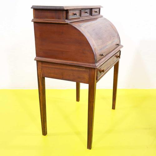 Wooden Roll-Top Secretaire with Three Drawer Lift For Sale - Image 10 of 12